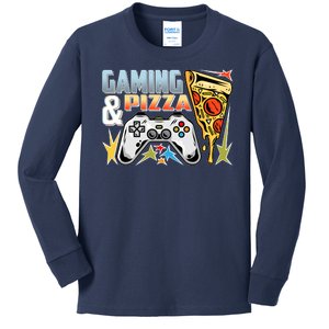 Gaming And Pizza Lover Fan Kids Long Sleeve Shirt