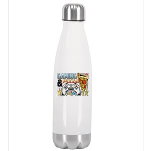 Gaming And Pizza Lover Fan Stainless Steel Insulated Water Bottle