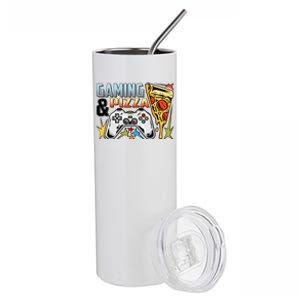 Gaming And Pizza Lover Fan Stainless Steel Tumbler