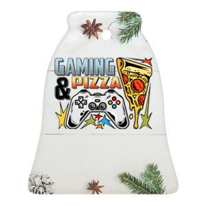 Gaming And Pizza Lover Fan Ceramic Bell Ornament