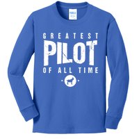 Greatest Airplane Pilot Of All Time #1 Best Pilot Ever Goat Gift Kids Long Sleeve Shirt