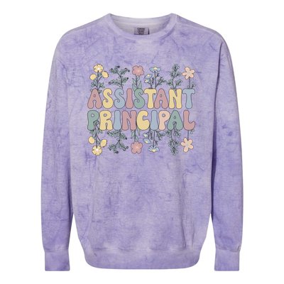 Groovy Assistant Principal Flowers Assistant Principals Gift Colorblast Crewneck Sweatshirt