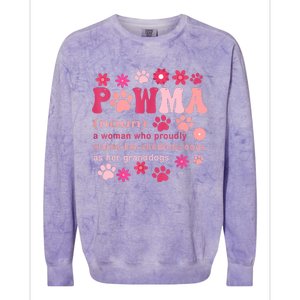 Groovy Art Pawma Noun Definition Mama Grandma Dog Lovers Colorblast Crewneck Sweatshirt