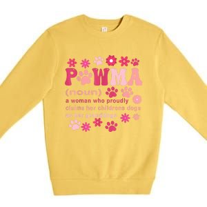 Groovy Art Pawma Noun Definition Mama Grandma Dog Lovers Premium Crewneck Sweatshirt