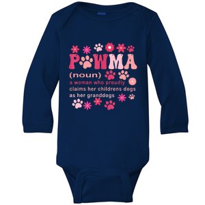 Groovy Art Pawma Noun Definition Mama Grandma Dog Lovers Baby Long Sleeve Bodysuit