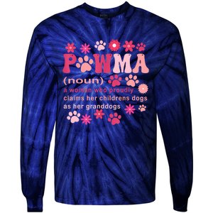 Groovy Art Pawma Noun Definition Mama Grandma Dog Lovers Tie-Dye Long Sleeve Shirt