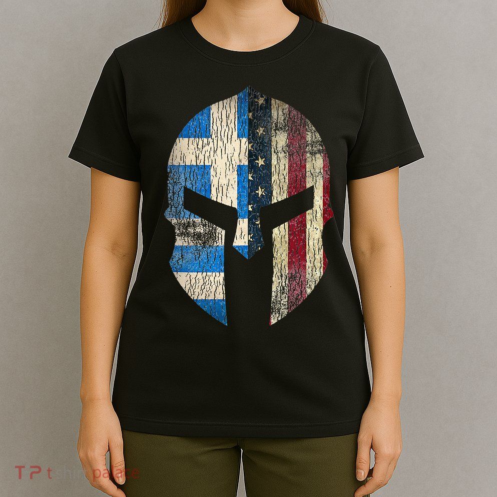 Greek American Pride Greece Spartan Helmet T-Shirt
