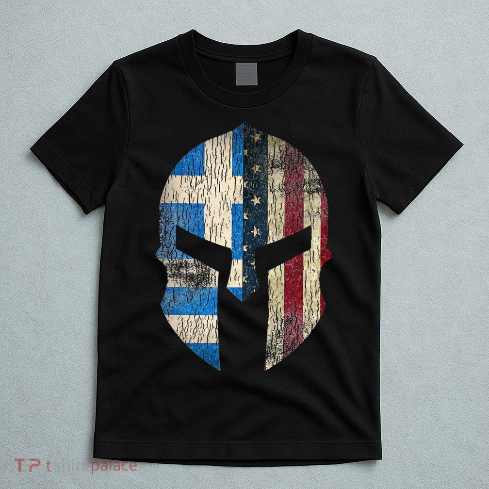 Greek American Pride Greece Spartan Helmet T-Shirt