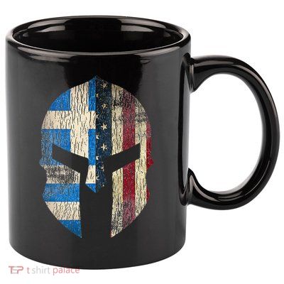 Greek American Pride Greece Spartan Helmet 11oz C Handle Ceramic Mug