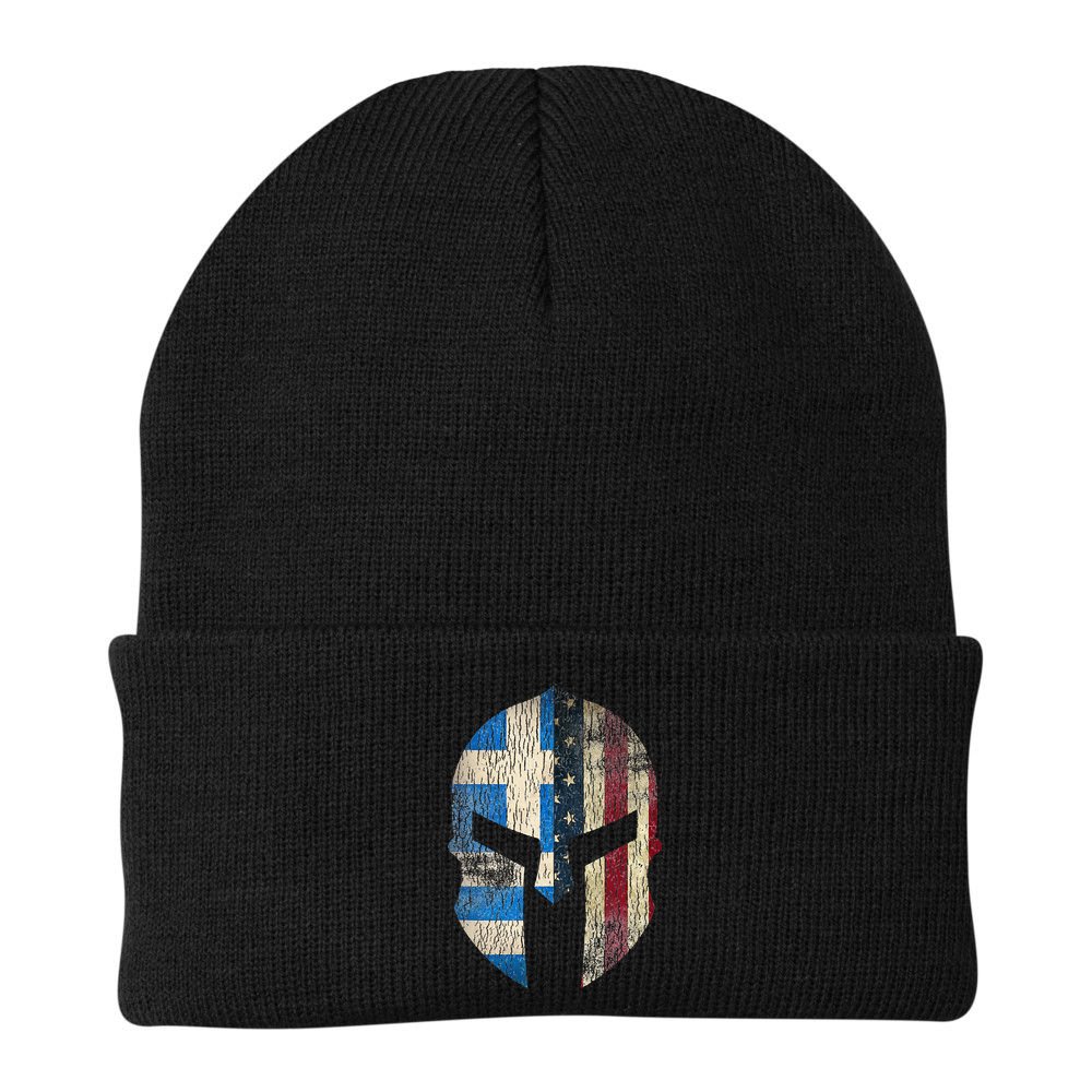 Greek American Pride Greece Spartan Helmet Beanie
