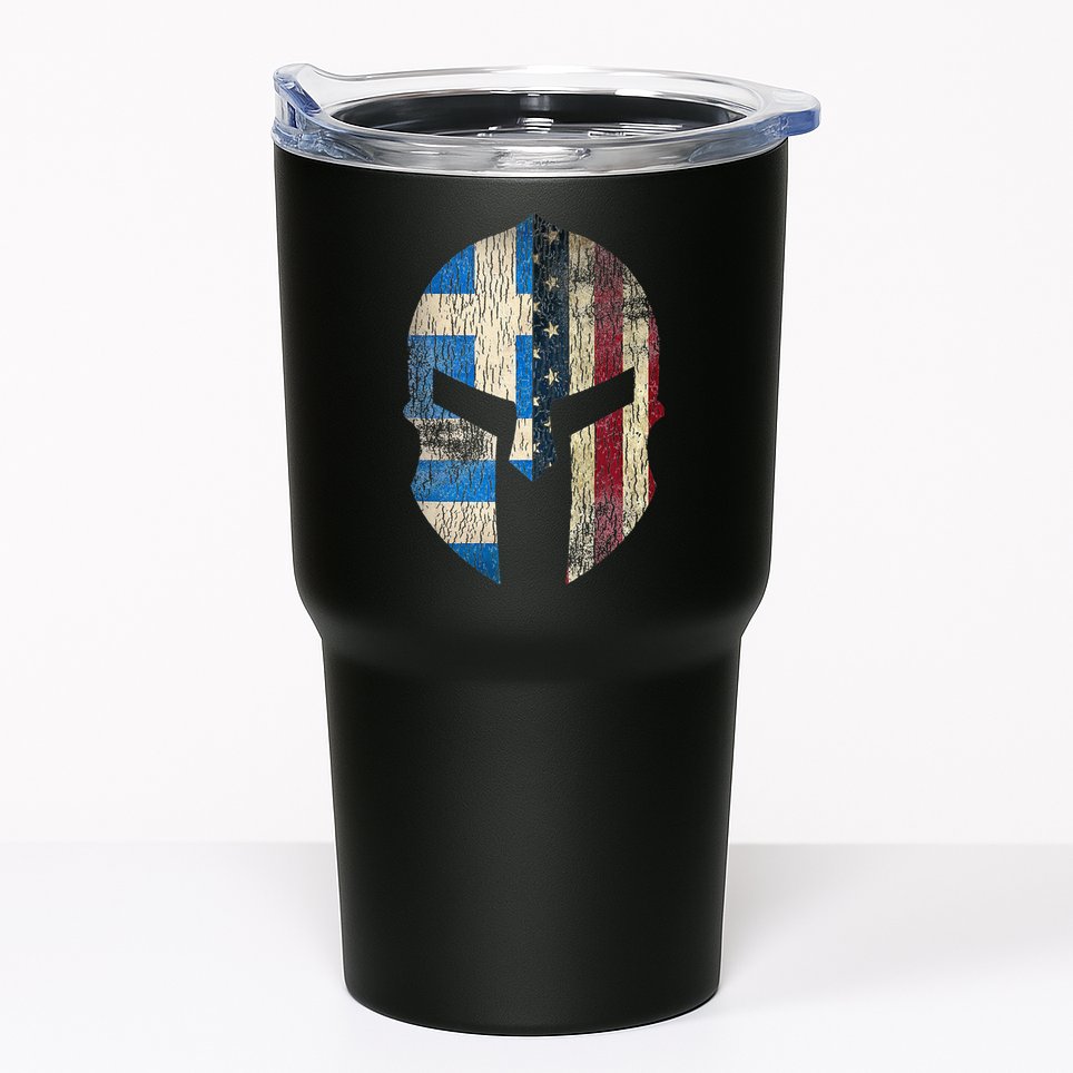 Greek American Pride Greece Spartan Helmet Tumbler