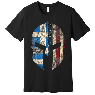 Greek American Pride Greece Spartan Helmet Premium T-Shirt