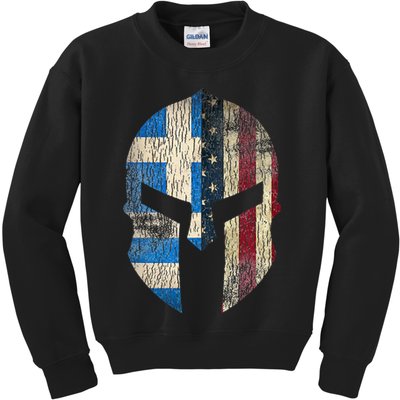 Greek American Pride Greece Spartan Helmet Kids Sweatshirt