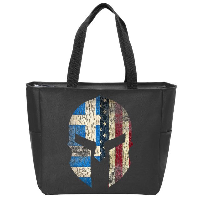 Greek American Pride Greece Spartan Helmet Zip Tote Bag