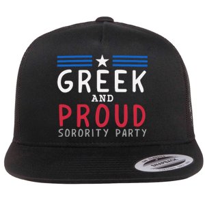 Greek And Proud Women Sorority Party Pro Kamala Harris Flat Bill Trucker Hat