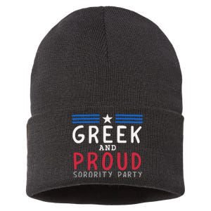 Greek And Proud Women Sorority Party Pro Kamala Harris Sustainable Knit Beanie