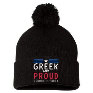 Greek And Proud Women Sorority Party Pro Kamala Harris Pom Pom 12in Knit Beanie