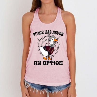 Goose Astarion Peace Was An Never Option Women's Knotted Racerback Tank