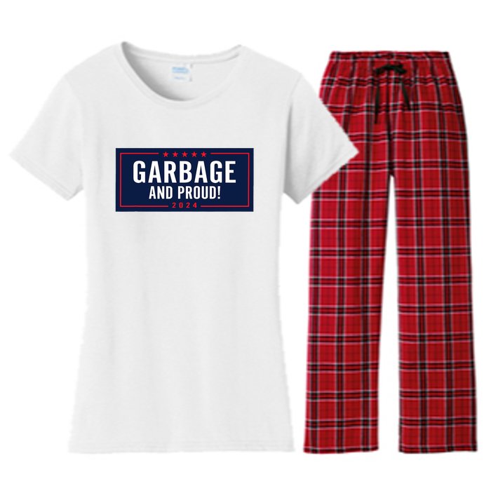 Garbage And Proud Trump President 2024 Women's Flannel Pajama Set