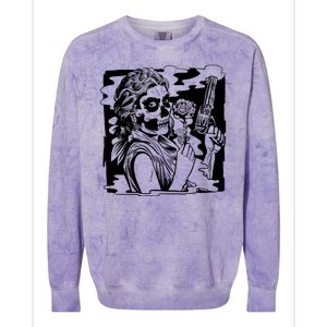 Gun And Roses Skull Girl Colorblast Crewneck Sweatshirt