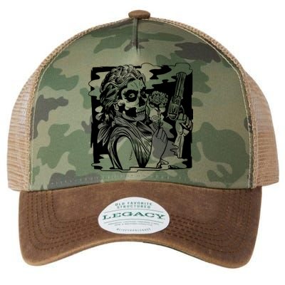 Gun And Roses Skull Girl Legacy Tie Dye Trucker Hat