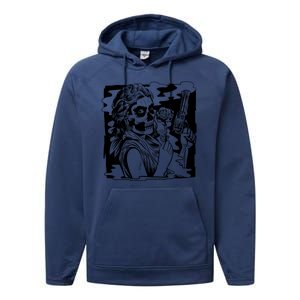 Gun And Roses Skull Girl Performance Fleece Hoodie