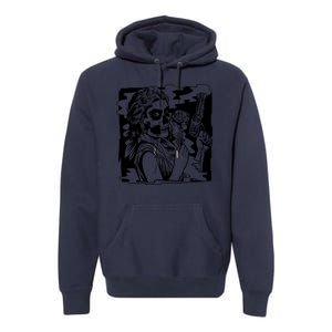 Gun And Roses Skull Girl Premium Hoodie