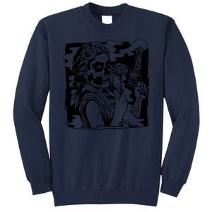 Gun And Roses Skull Girl Tall Sweatshirt