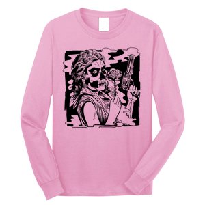 Gun And Roses Skull Girl Long Sleeve Shirt