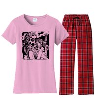 Gun And Roses Skull Girl Women's Flannel Pajama Set