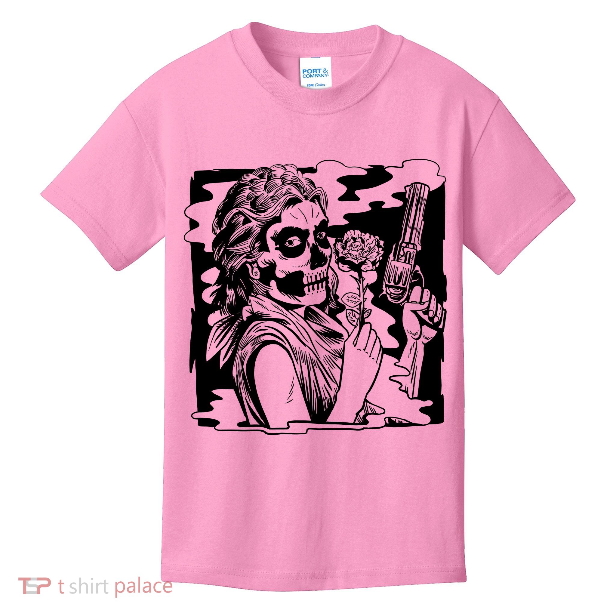 Gun And Roses Skull Girl Kids T-Shirt