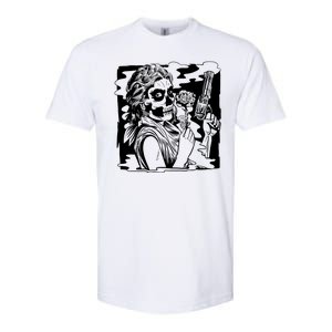 Gun And Roses Skull Girl Softstyle CVC T-Shirt