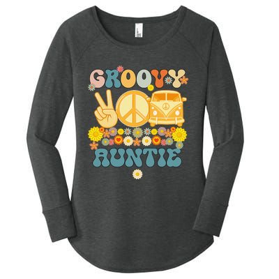 Groovy Auntie Retro Matching Family Baby Shower Mother's Day Women's Perfect Tri Tunic Long Sleeve Shirt