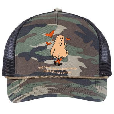 Ghost Any Room Can Be A Panic Room If You Give Me A Second Retro Rope Trucker Hat Cap