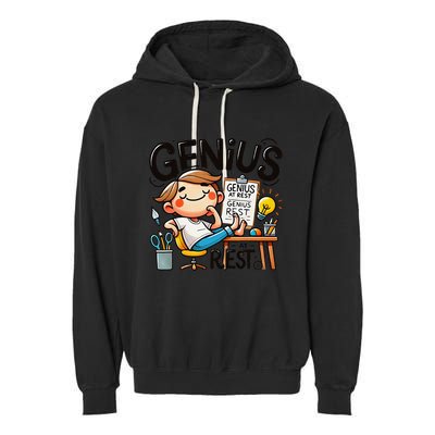 Genius At Rest Funny Garment-Dyed Fleece Hoodie