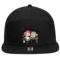 Genius At Rest Funny 7 Panel Mesh Trucker Snapback Hat