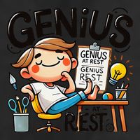 Genius At Rest Funny 7 Panel Mesh Trucker Snapback Hat