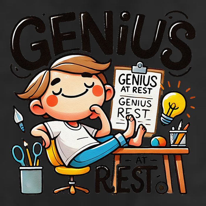 Genius At Rest Funny 7 Panel Mesh Trucker Snapback Hat