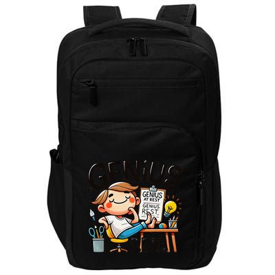 Genius At Rest Funny Impact Tech Backpack