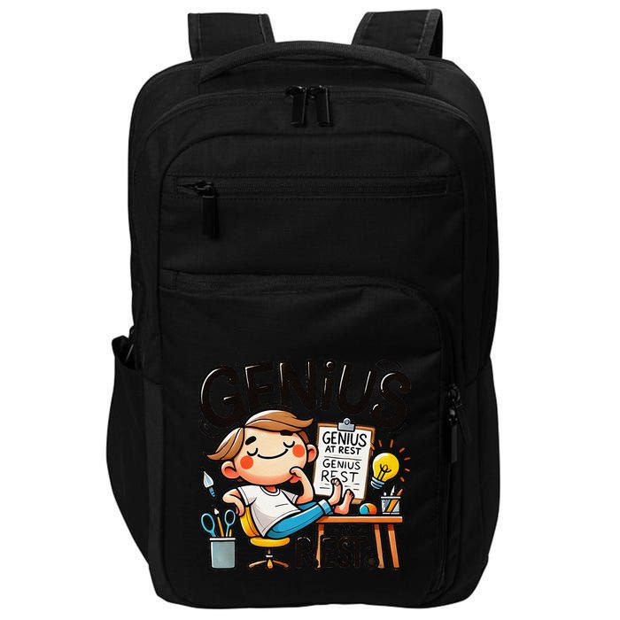 Genius At Rest Funny Impact Tech Backpack