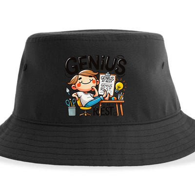 Genius At Rest Funny Sustainable Bucket Hat