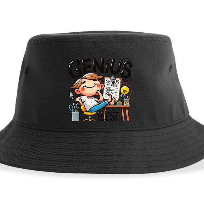 Genius At Rest Funny Sustainable Bucket Hat