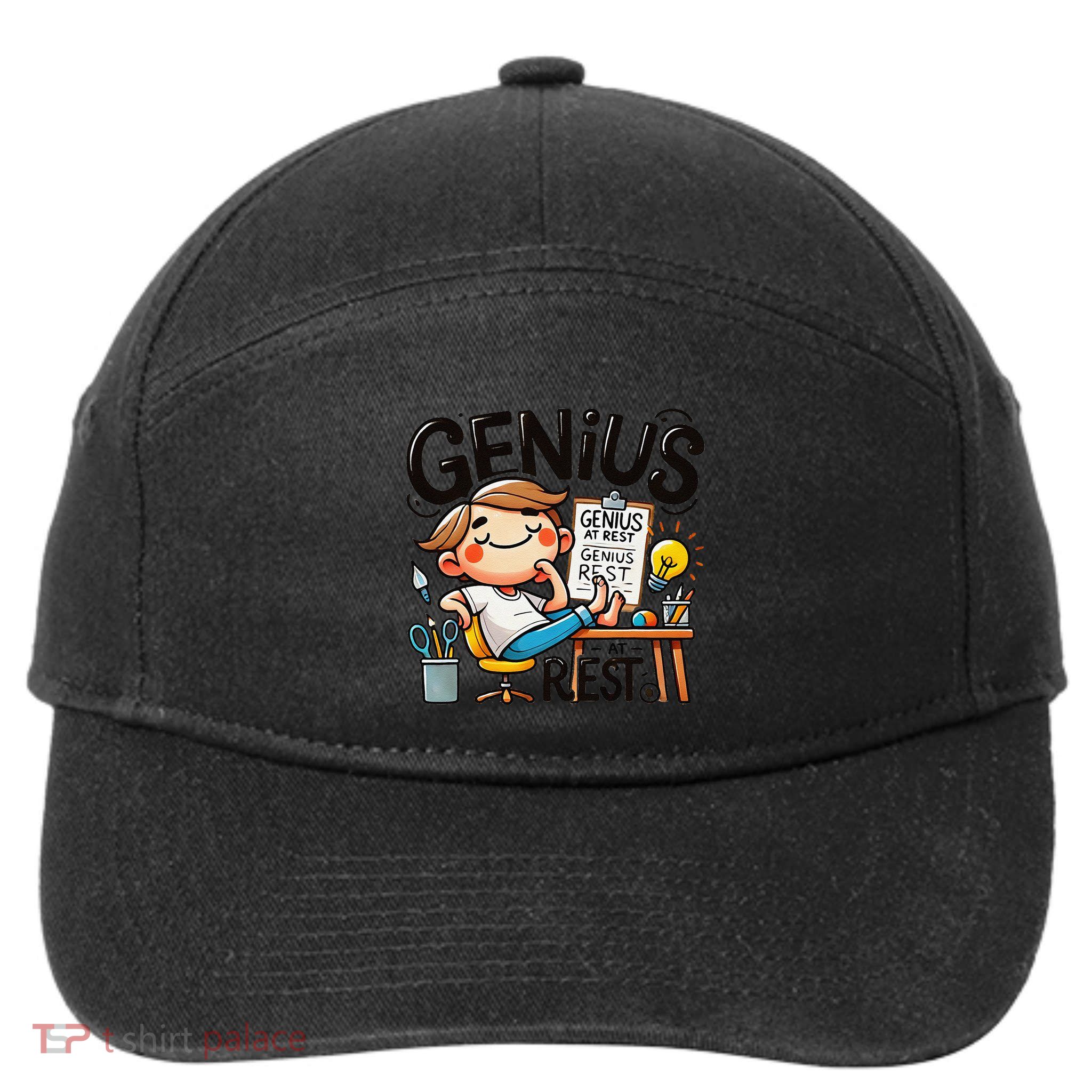 Genius At Rest Funny 7-Panel Snapback Hat