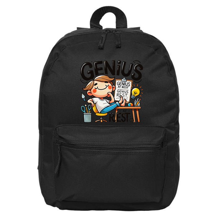 Genius At Rest Funny 16 in Basic Backpack