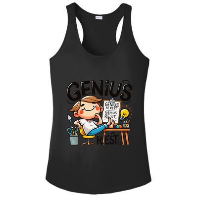 Genius At Rest Funny Ladies PosiCharge Competitor Racerback Tank