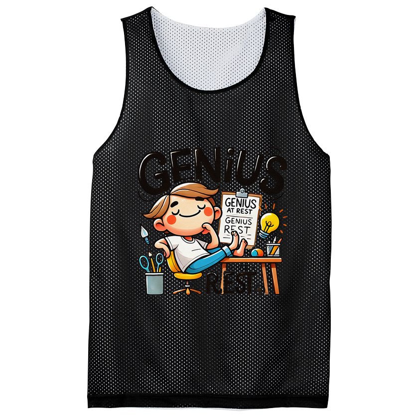 Genius At Rest Funny Mesh Reversible Basketball Jersey Tank