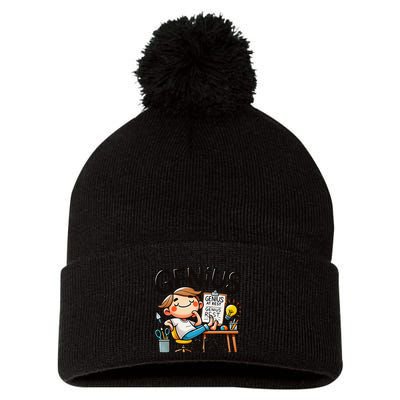 Genius At Rest Funny Pom Pom 12in Knit Beanie