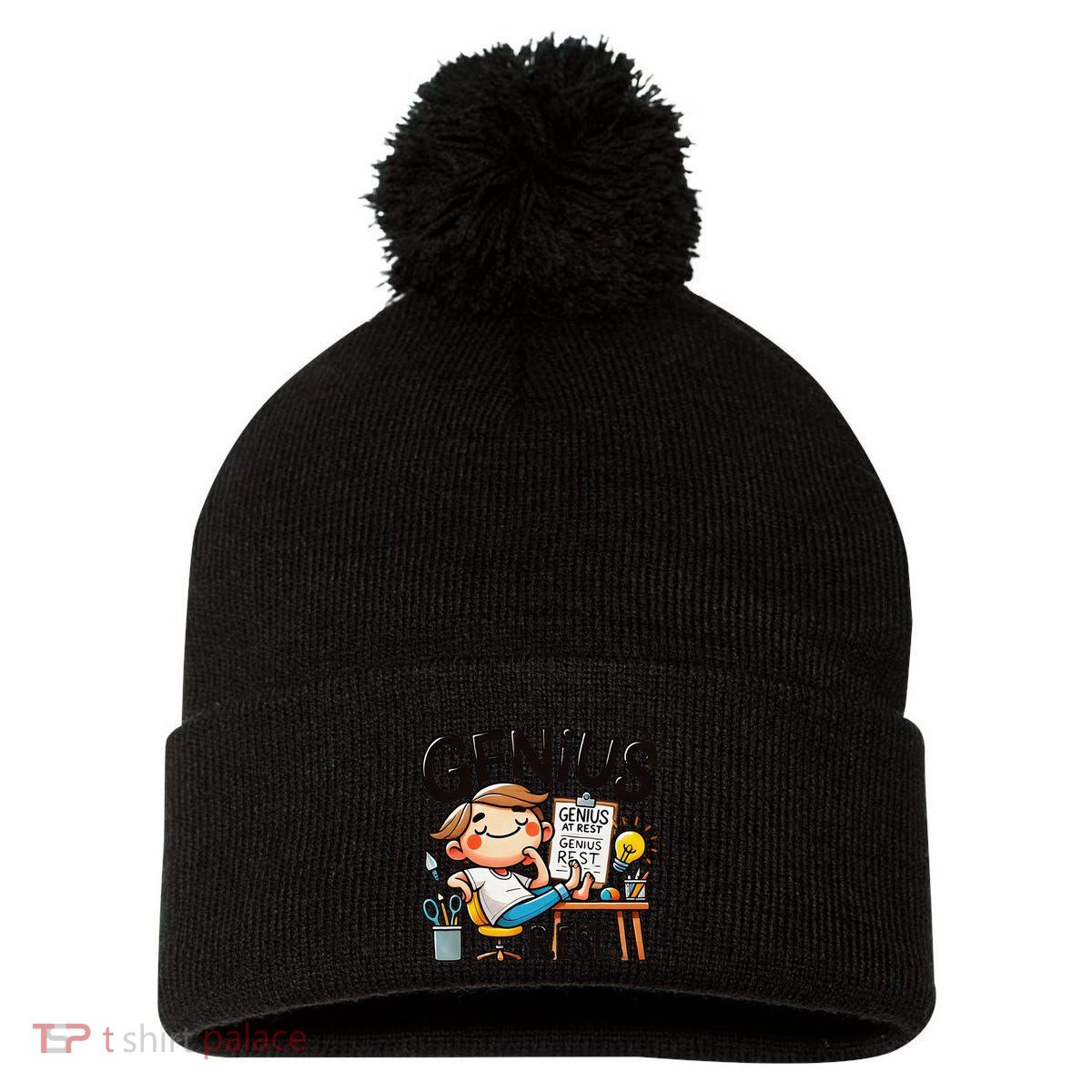 Genius At Rest Funny Pom Pom 12in Knit Beanie