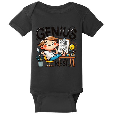 Genius At Rest Funny Baby Bodysuit