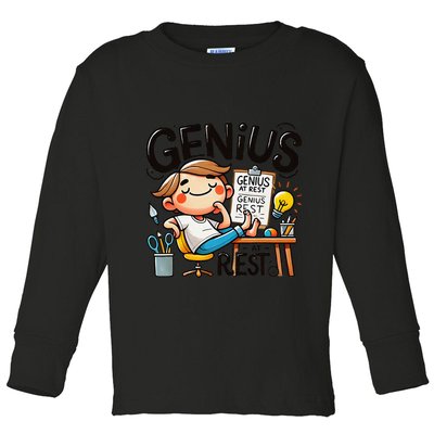 Genius At Rest Funny Toddler Long Sleeve Shirt
